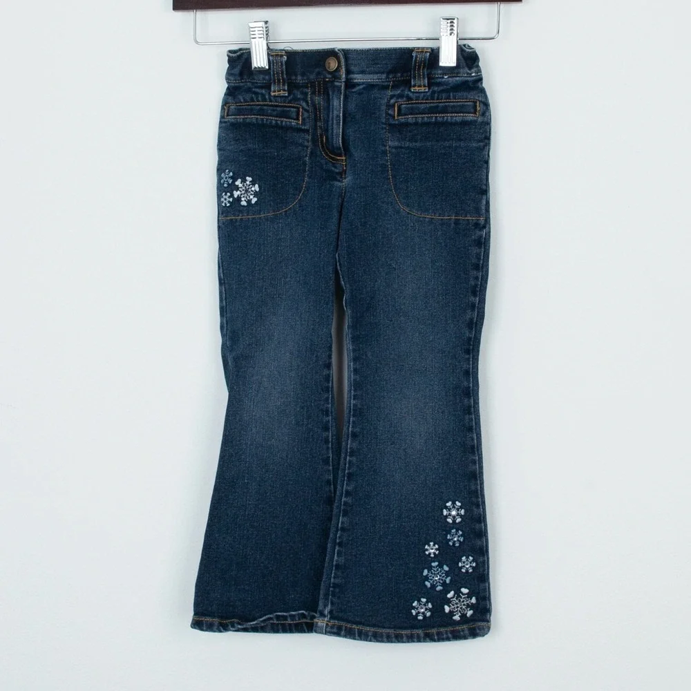 Gymboree Winter Snowflake Embroidered Bootcut Jeans Size‎ 4